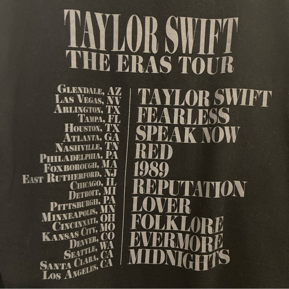Taylor Swift The Eras Tour Photo Collage Hoodie with Tour Dates and Song Names - Picture 5 of 6